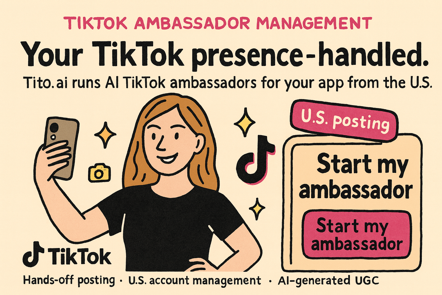 AI TikTok ambassador posting from the U.S. for app developers
